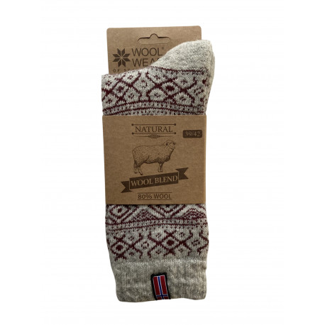 NO 10 WOOLWEAR Extra Hrubé Vlnené Ponožky (Farba: sivá-bordová)